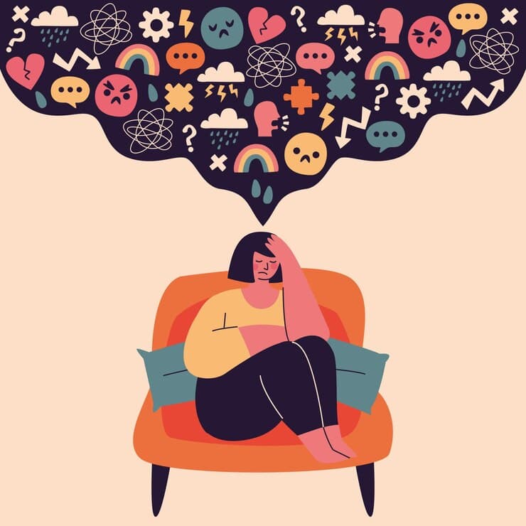 Illustration representing changing moods and emotional wellbeing
