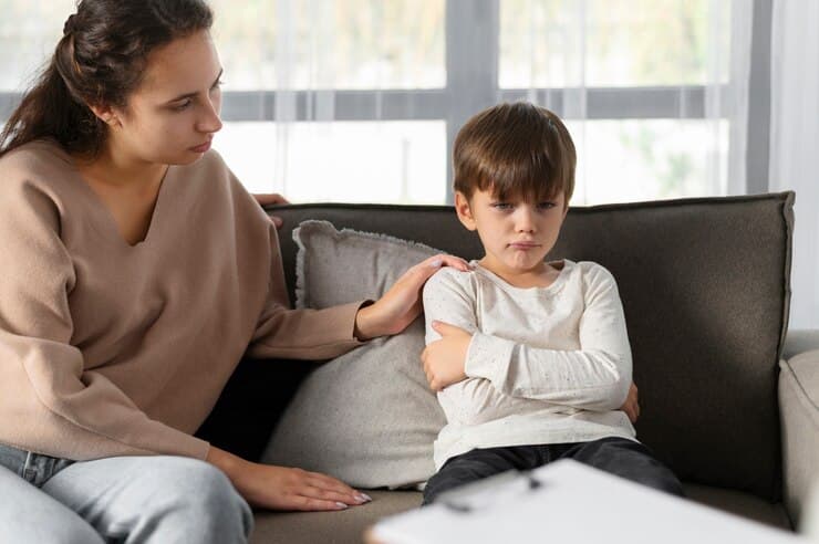 Parent offering support to a child