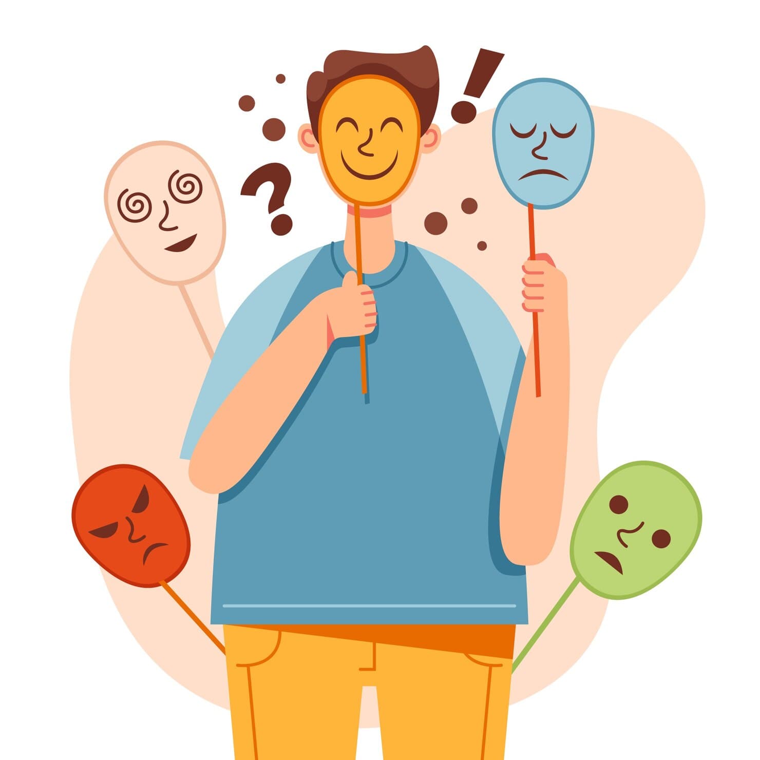 Illustration representing varied emotions and self-expression