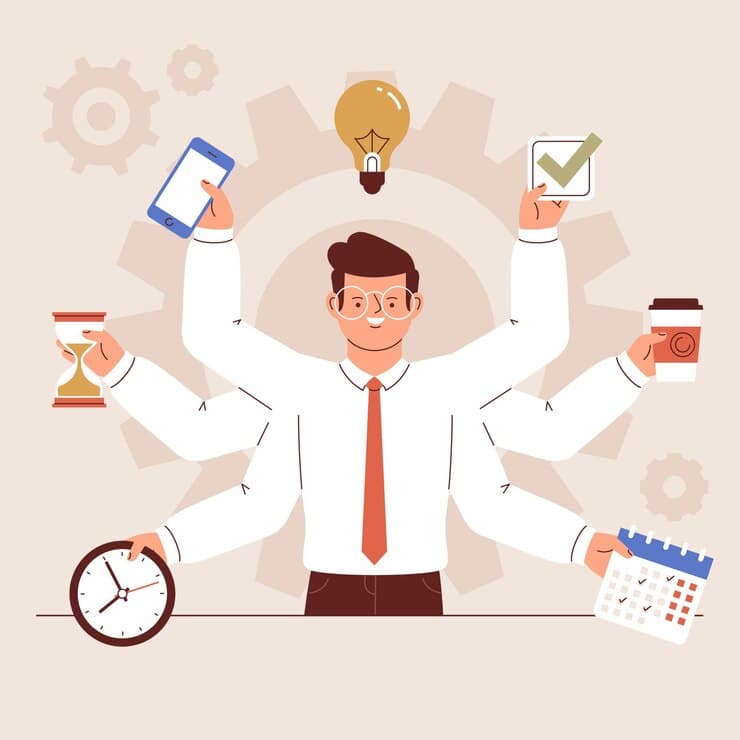 Illustration of a person organizing tasks and priorities