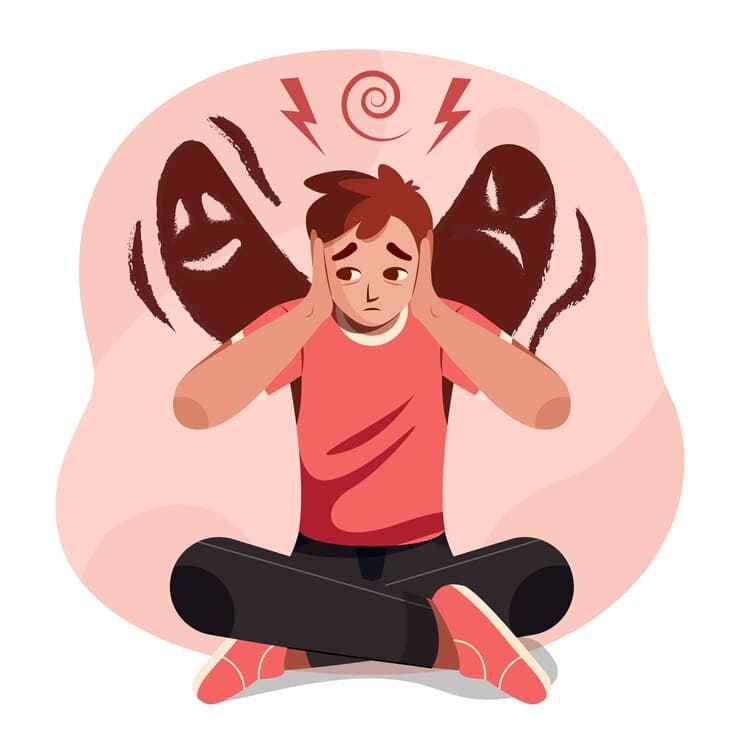 Illustration of a person experiencing mental health symptoms